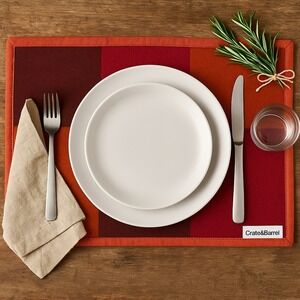 Crate & Barrel Soho Felt Wool Blend Placemats Set of 3‎ Red Orange Patchwork